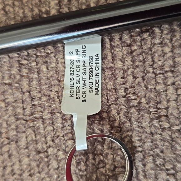 KOHL'S BRAND STERLING SILVER BLUE & WHITE LAB CREATED SAPPHIRE RING SIZE 7 - Picture 11 of 16